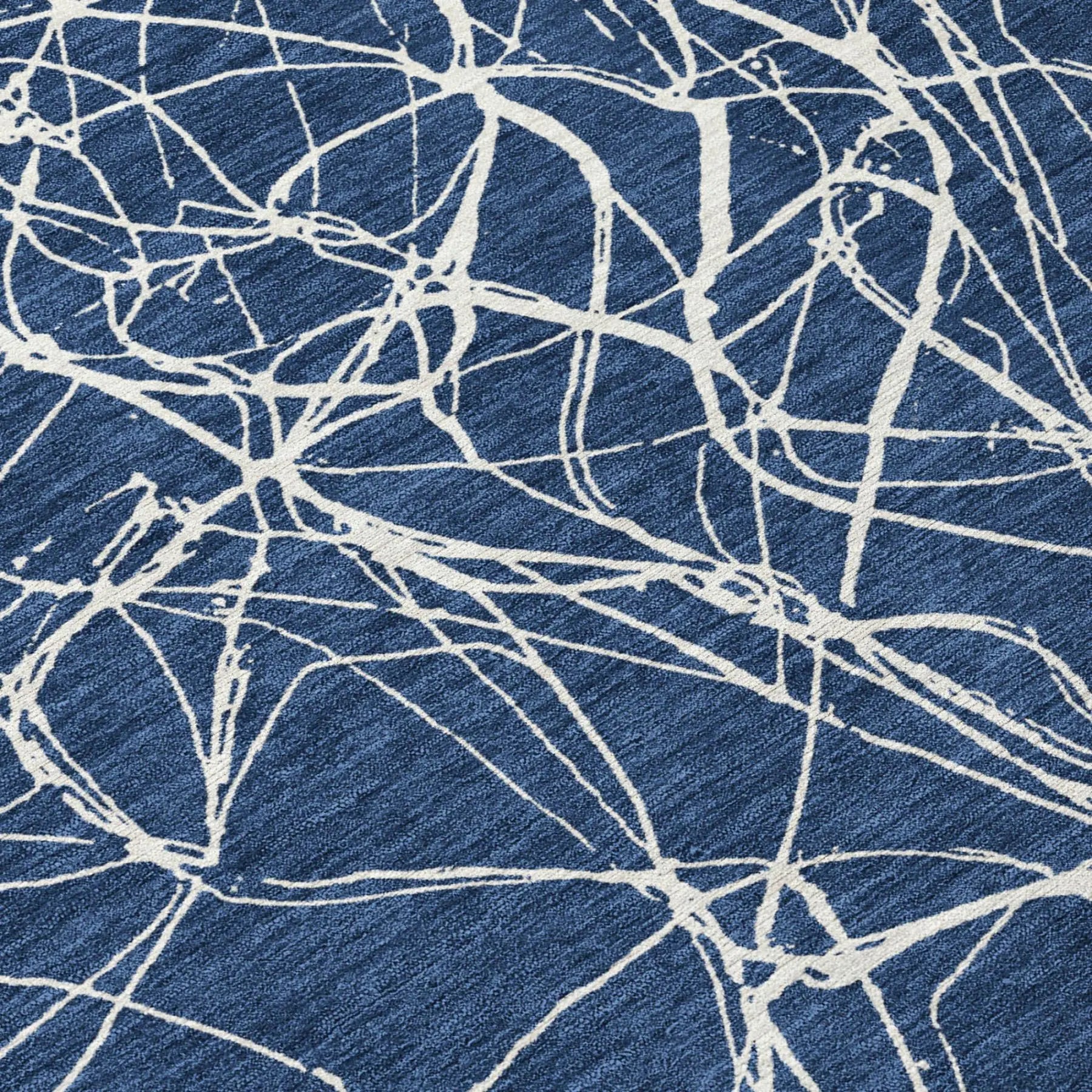 10' X 14' Navy Blue And Blue Abstract Washable Indoor Outdoor Area Rug Homeroots Outdoor