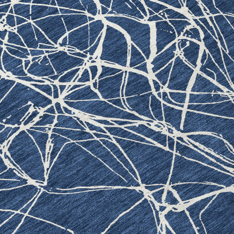 10' X 14' Navy Blue And Blue Abstract Washable Indoor Outdoor Area Rug Homeroots Outdoor