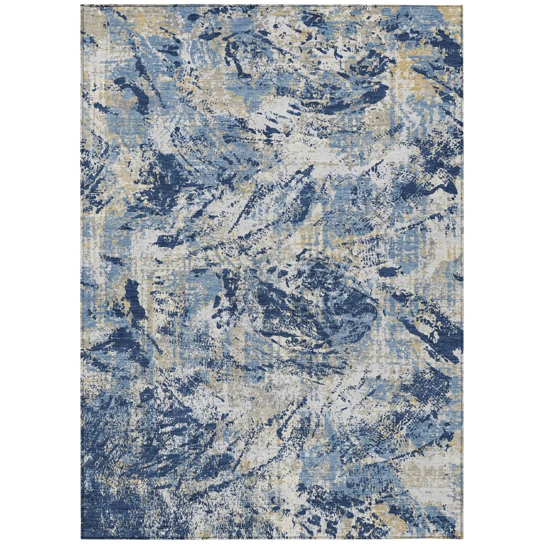 10' X 14' Navy Blue And Blue Abstract Washable Indoor Outdoor Area Rug Homeroots Outdoor