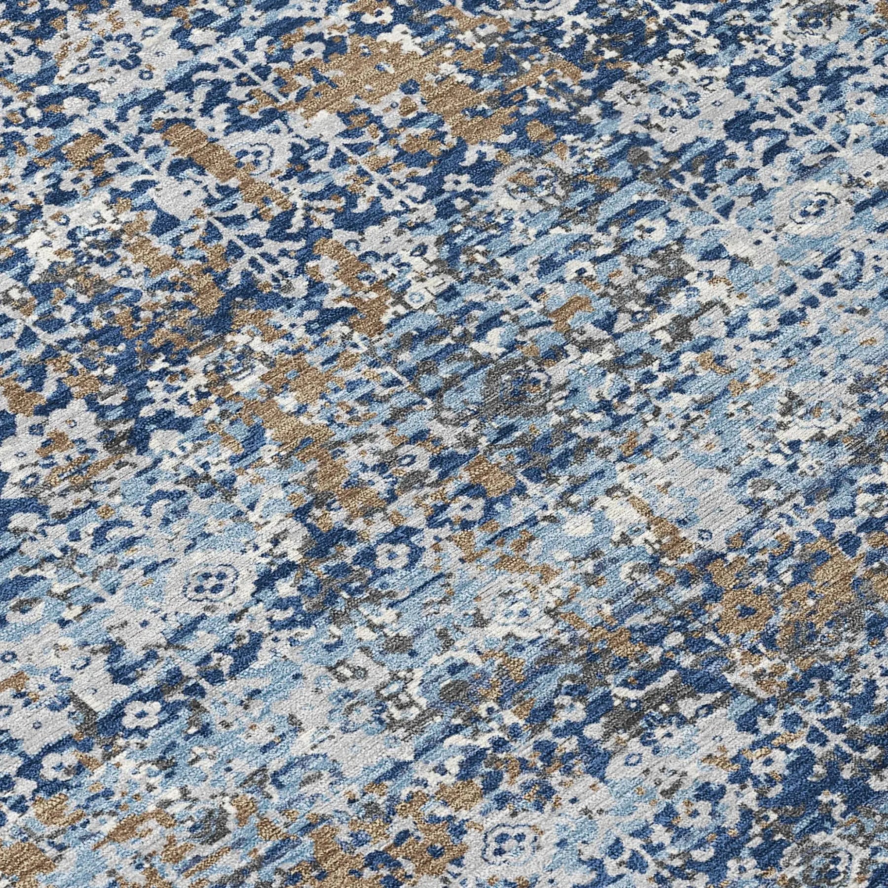 10' X 14' Navy Blue And Blue Abstract Washable Indoor Outdoor Area Rug Homeroots Outdoor