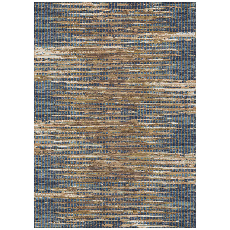 10' X 14' Navy Blue And Blue Abstract Washable Indoor Outdoor Area Rug Homeroots Outdoor