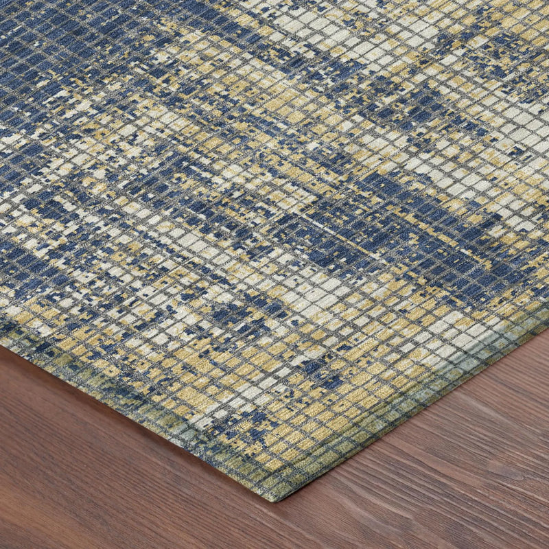10' X 14' Navy Blue And Blue Abstract Washable Indoor Outdoor Area Rug Homeroots Outdoor