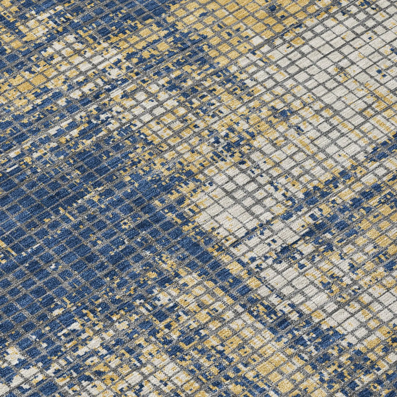 10' X 14' Navy Blue And Blue Abstract Washable Indoor Outdoor Area Rug Homeroots Outdoor