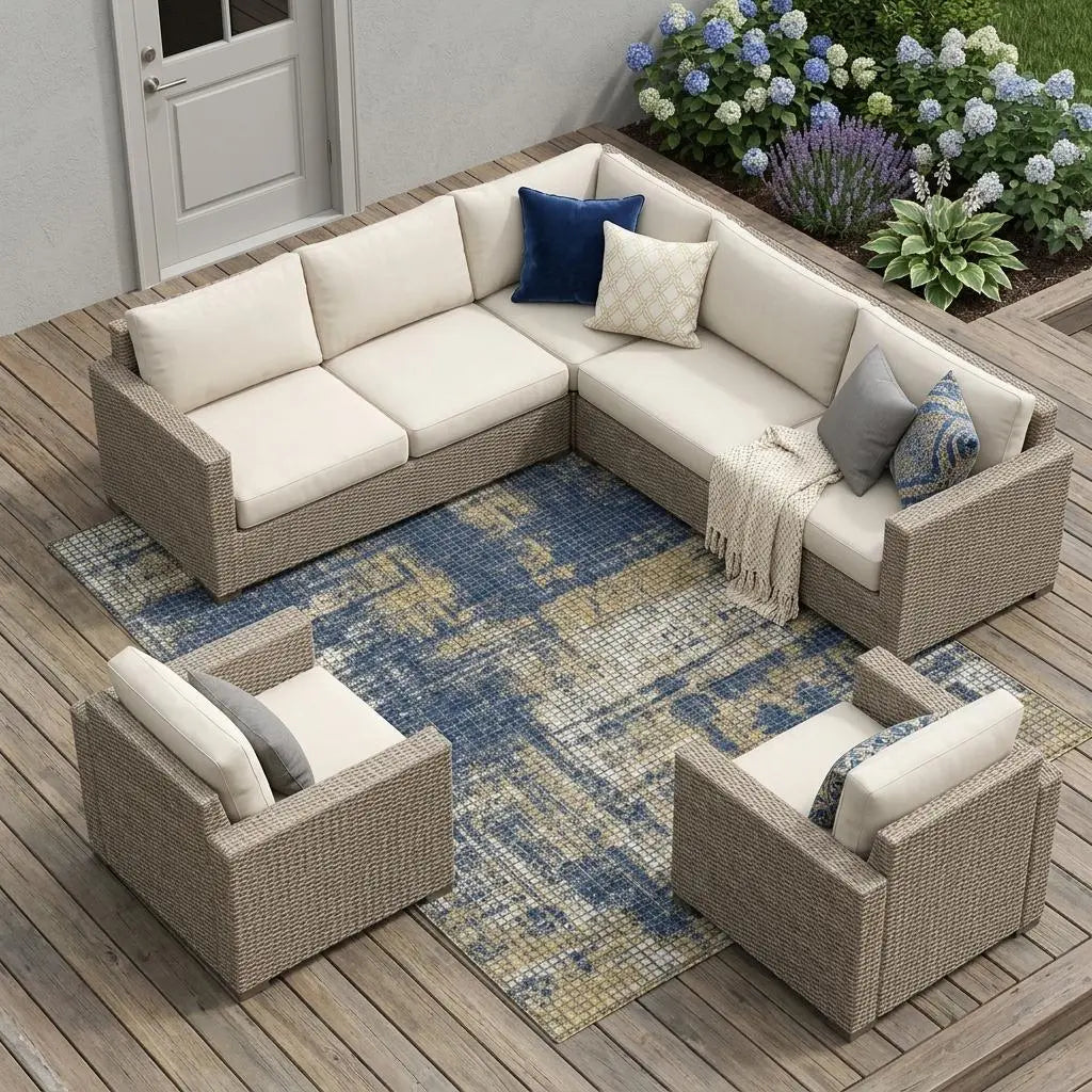 10' X 14' Navy Blue And Blue Abstract Washable Indoor Outdoor Area Rug Homeroots Outdoor
