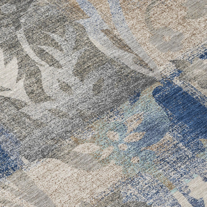 10' X 14' Navy Blue And Blue Botanical Leaves Washable Indoor Outdoor Area Rug Homeroots Outdoor