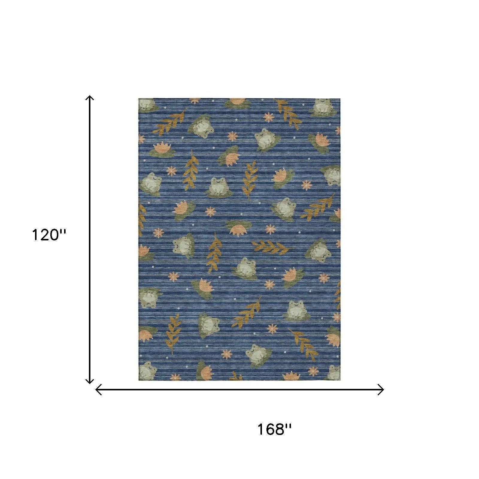 10' X 14' Navy Blue And Blue Botanical Leaves Washable Indoor Outdoor Area Rug Homeroots Outdoor