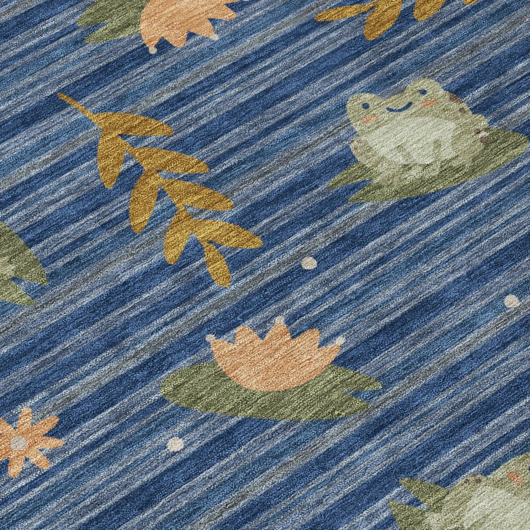 10' X 14' Navy Blue And Blue Botanical Leaves Washable Indoor Outdoor Area Rug Homeroots Outdoor