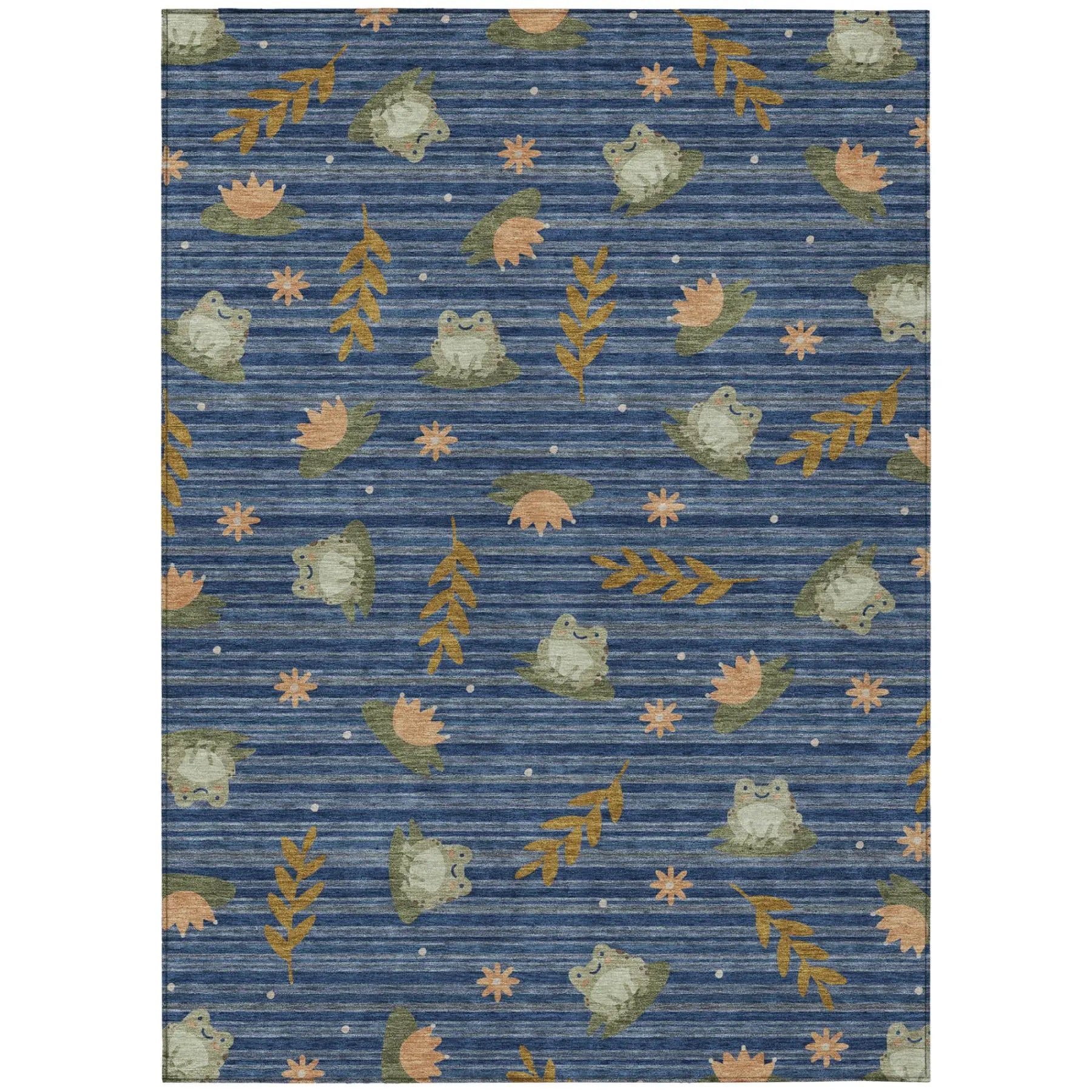 10' X 14' Navy Blue And Blue Botanical Leaves Washable Indoor Outdoor Area Rug Homeroots Outdoor
