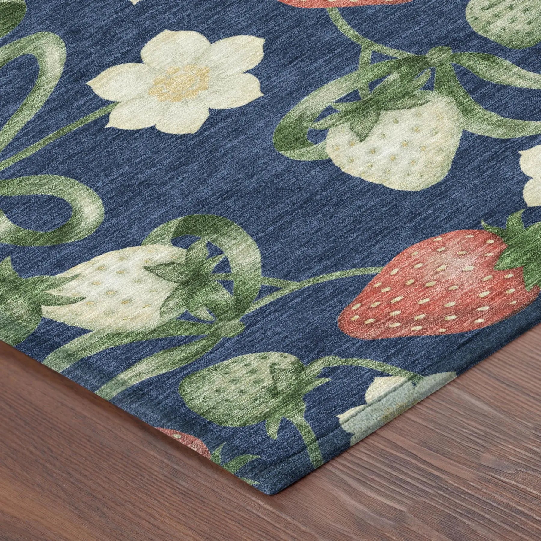 10' X 14' Navy Blue And Blue Floral Washable Indoor Outdoor Area Rug Homeroots Outdoor