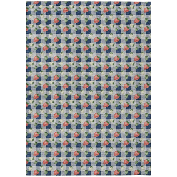 10' X 14' Navy Blue And Blue Floral Washable Indoor Outdoor Area Rug Homeroots Outdoor