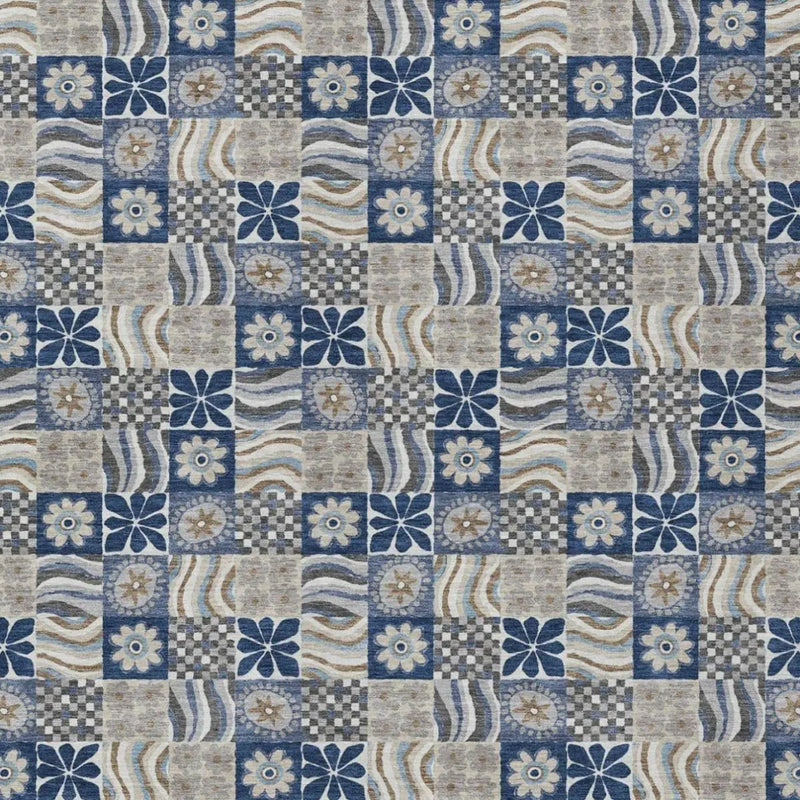 10' X 14' Navy Blue And Blue Floral Washable Indoor Outdoor Area Rug Homeroots Outdoor