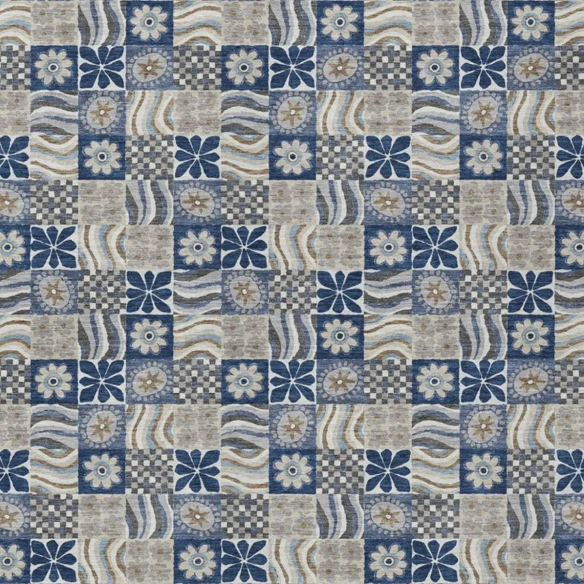 10' X 14' Navy Blue And Blue Floral Washable Indoor Outdoor Area Rug Homeroots Outdoor