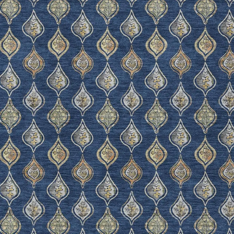 10' X 14' Navy Blue And Blue Floral Washable Indoor Outdoor Area Rug Homeroots Outdoor