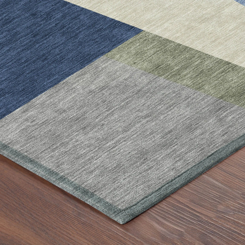 10' X 14' Navy Blue And Blue Geometric Washable Indoor Outdoor Area Rug Homeroots Outdoor