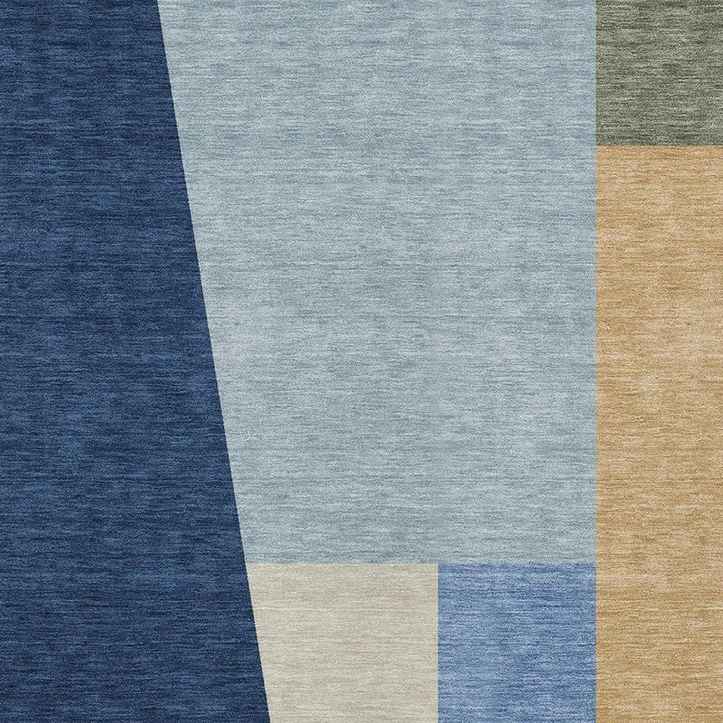 10' X 14' Navy Blue And Blue Geometric Washable Indoor Outdoor Area Rug Homeroots Outdoor