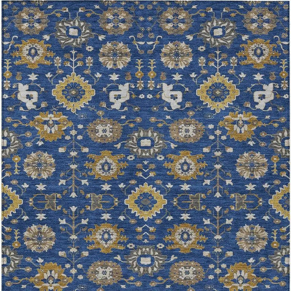 10' X 14' Navy Blue And Blue Geometric Washable Indoor Outdoor Area Rug Homeroots Outdoor