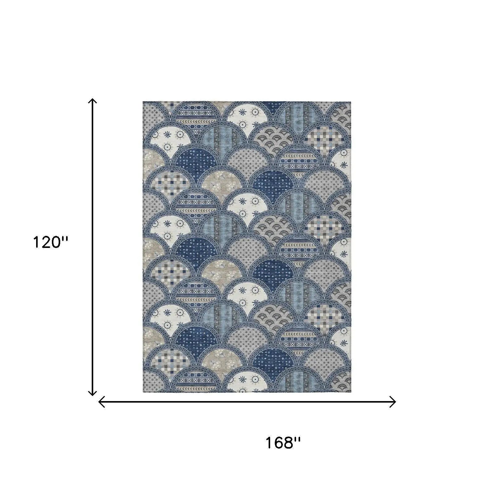 10' X 14' Navy Blue And Blue Geometric Washable Indoor Outdoor Area Rug Homeroots Outdoor