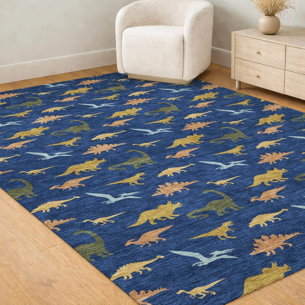 10' X 14' Navy Blue And Blue Geometric Washable Indoor Outdoor Area Rug Homeroots Outdoor