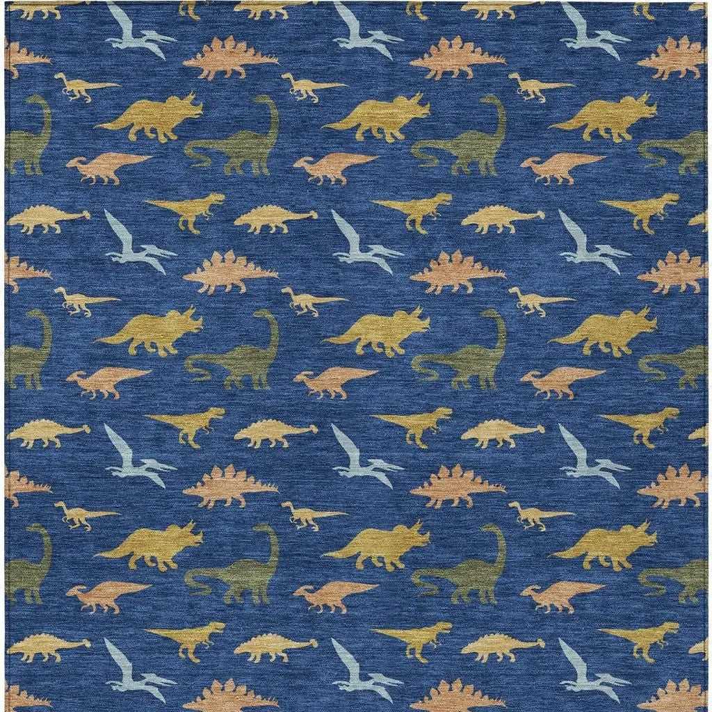 10' X 14' Navy Blue And Blue Geometric Washable Indoor Outdoor Area Rug Homeroots Outdoor