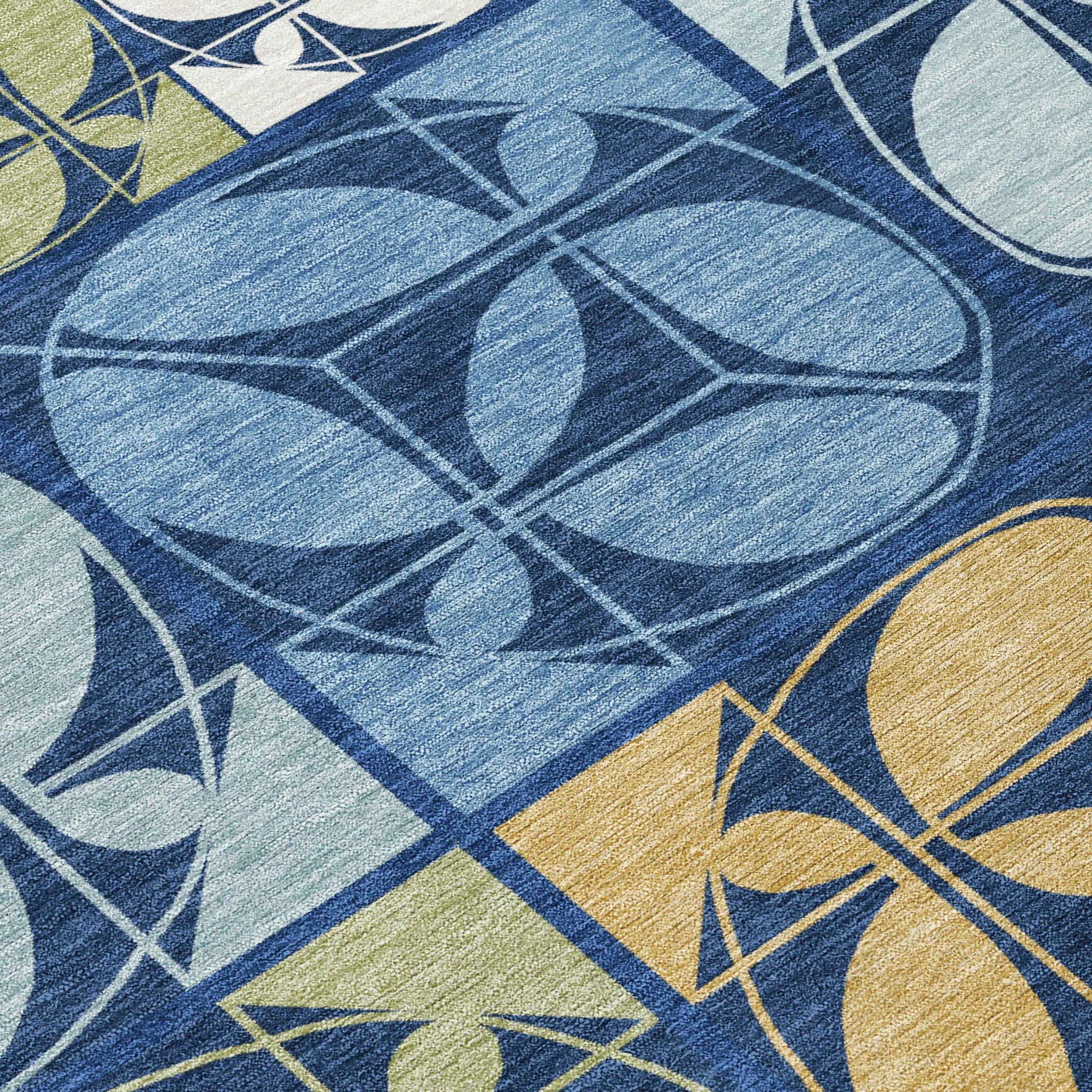 10' X 14' Navy Blue And Blue Geometric Washable Indoor Outdoor Area Rug Homeroots Outdoor