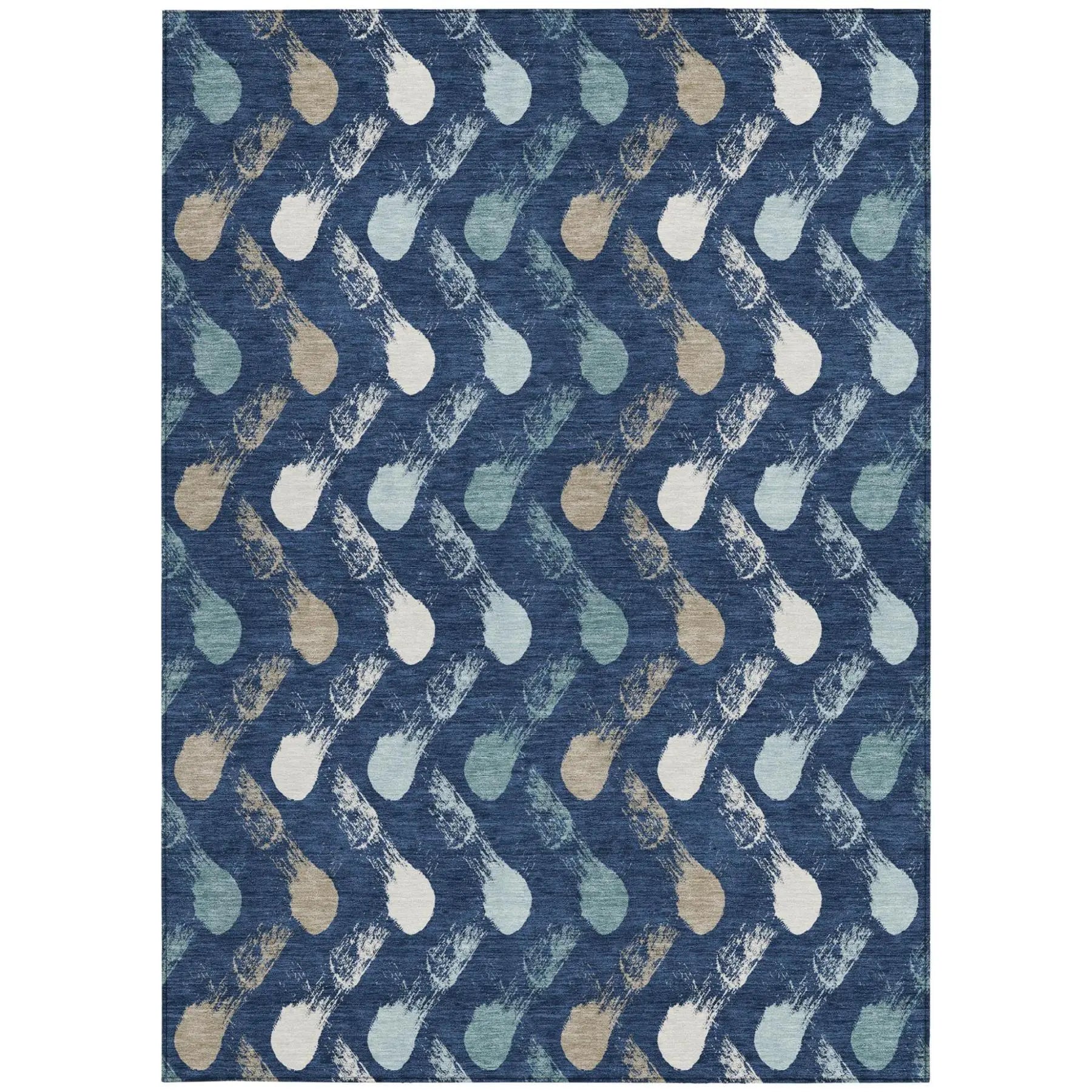 10' X 14' Navy Blue And Blue Geometric Washable Indoor Outdoor Area Rug Homeroots Outdoor