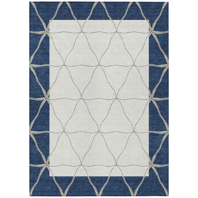 10' X 14' Navy Blue And Blue Geometric Washable Indoor Outdoor Area Rug Homeroots Outdoor