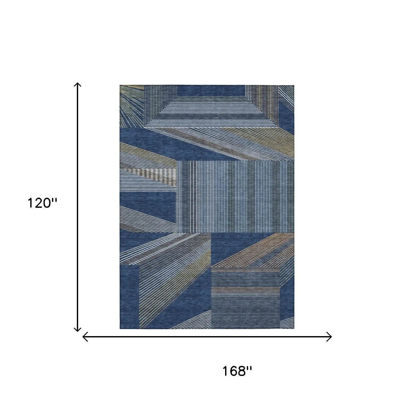 10' X 14' Navy Blue And Blue Geometric Washable Indoor Outdoor Area Rug Homeroots Outdoor