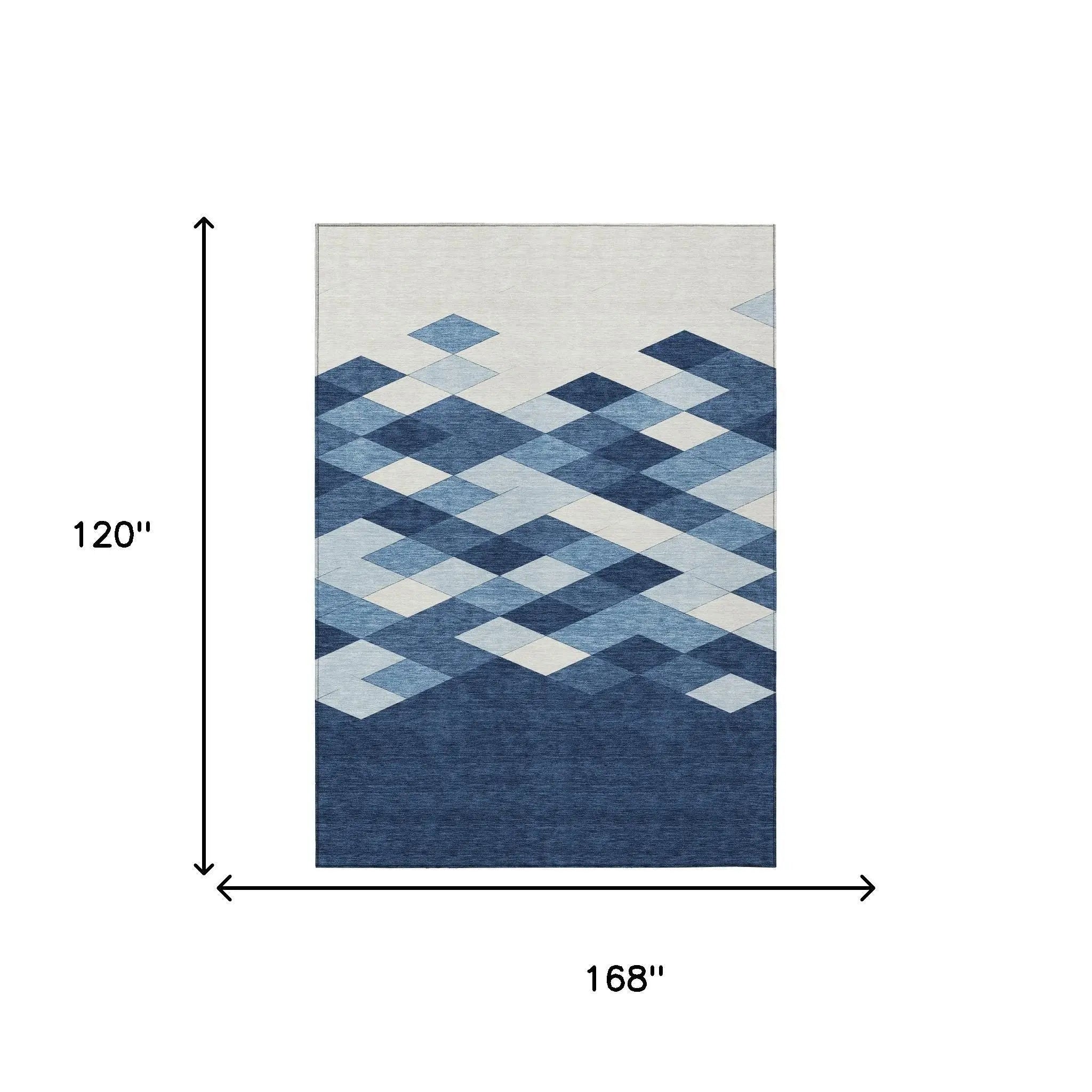 10' X 14' Navy Blue And Blue Geometric Washable Indoor Outdoor Area Rug Homeroots Outdoor