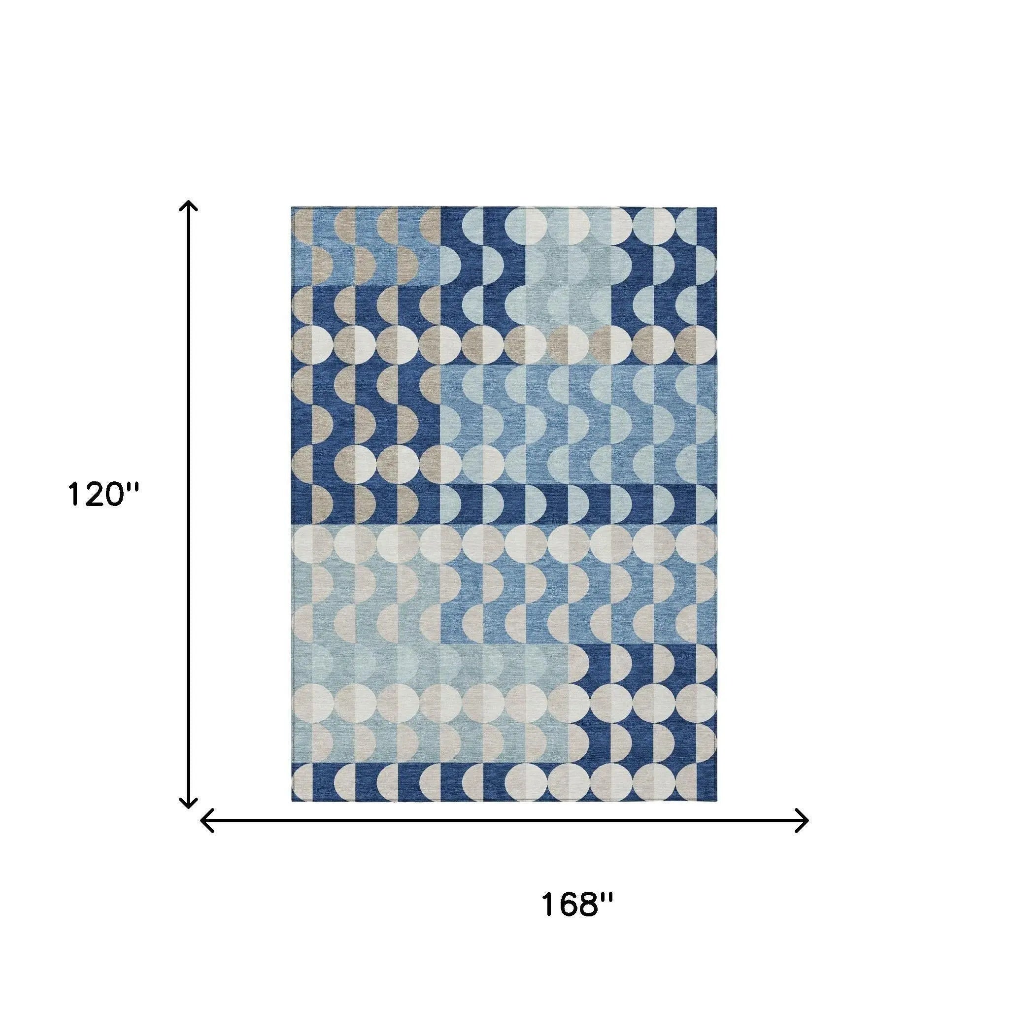 10' X 14' Navy Blue And Blue Geometric Washable Indoor Outdoor Area Rug Homeroots Outdoor