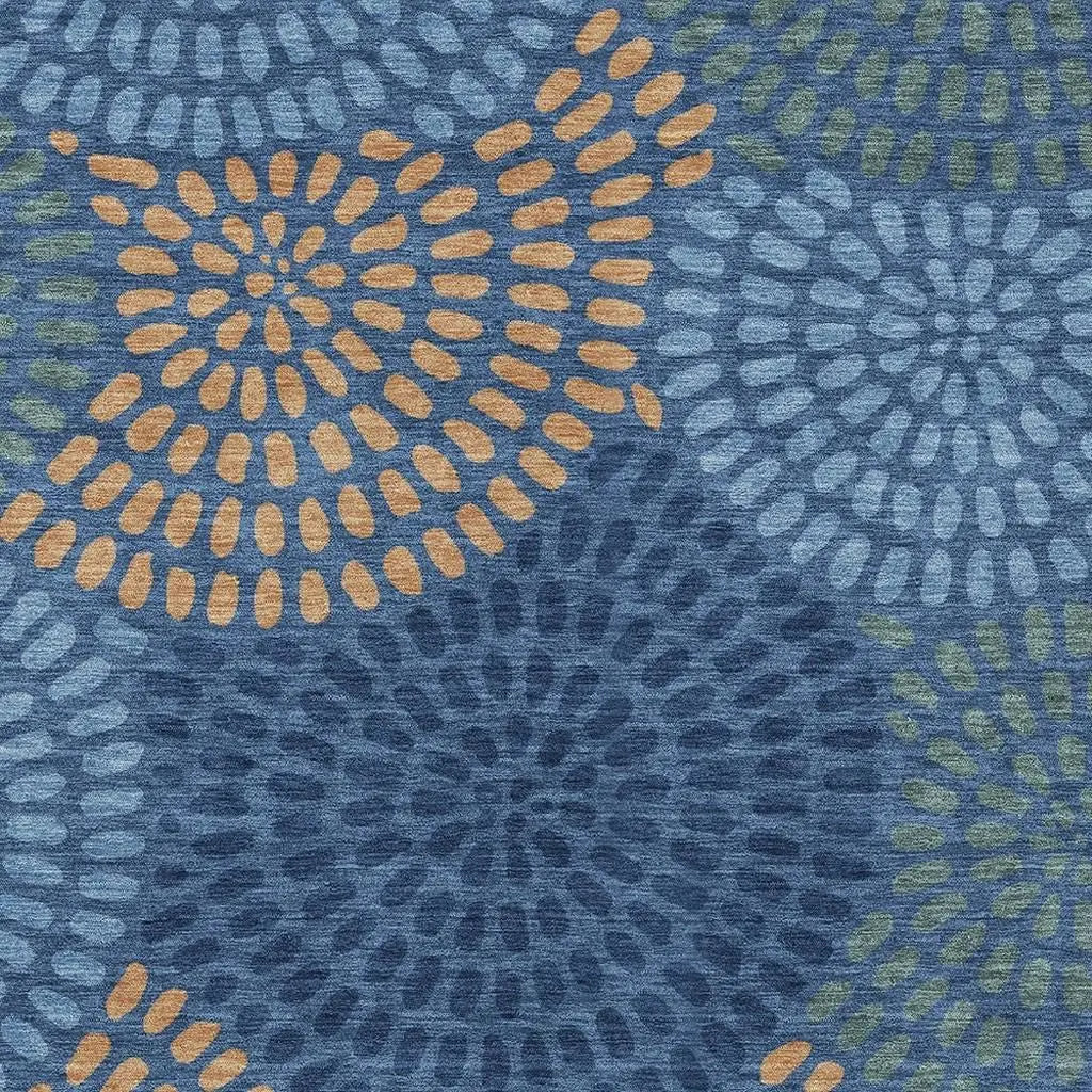 10' X 14' Navy Blue And Blue Geometric Washable Indoor Outdoor Area Rug Homeroots Outdoor
