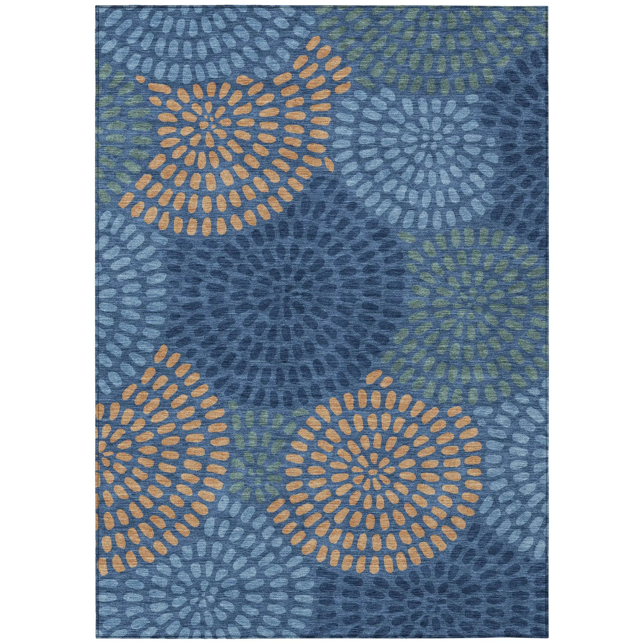 10' X 14' Navy Blue And Blue Geometric Washable Indoor Outdoor Area Rug Homeroots Outdoor