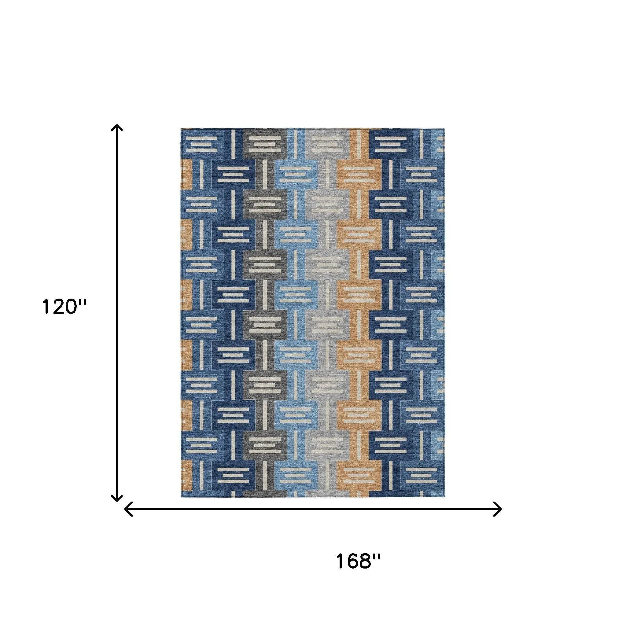10' X 14' Navy Blue And Blue Geometric Washable Indoor Outdoor Area Rug Homeroots Outdoor