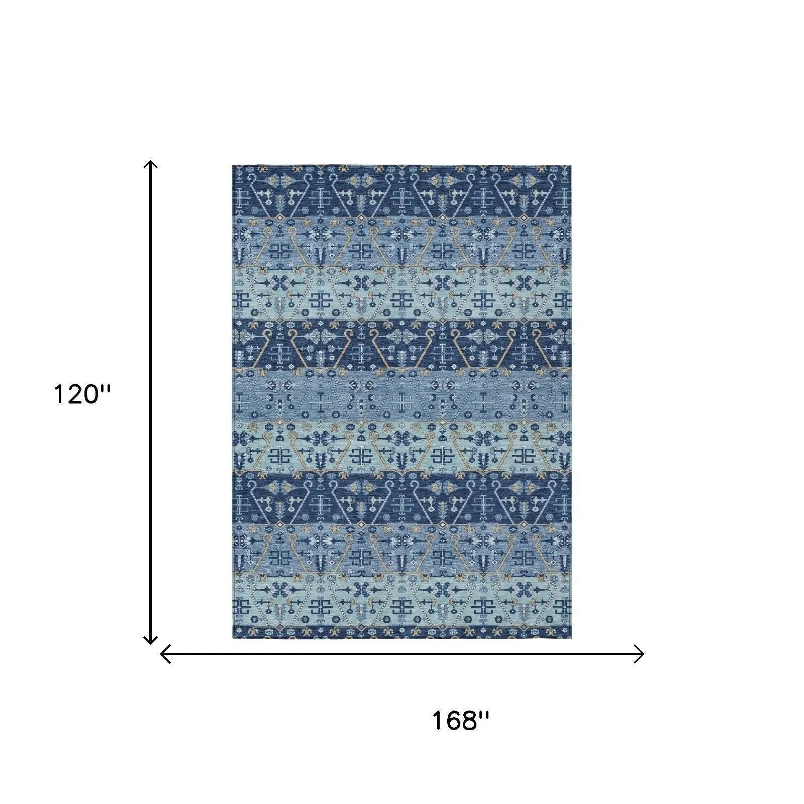 10' X 14' Navy Blue And Blue Oriental Washable Indoor Outdoor Area Rug Homeroots Outdoor