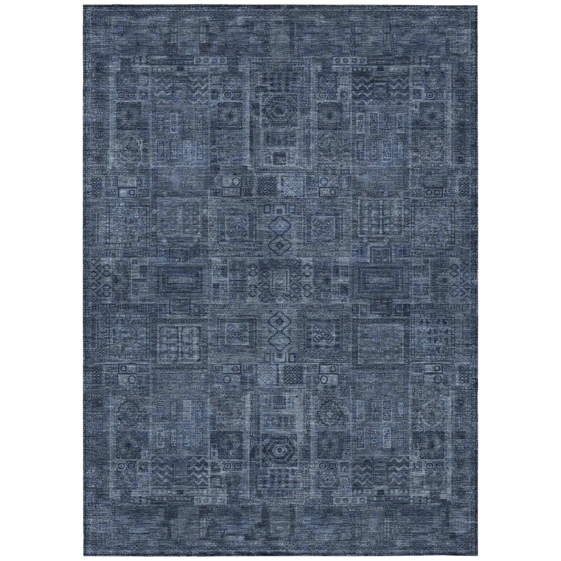 10' X 14' Navy Blue And Blue Oriental Washable Indoor Outdoor Area Rug Homeroots Outdoor
