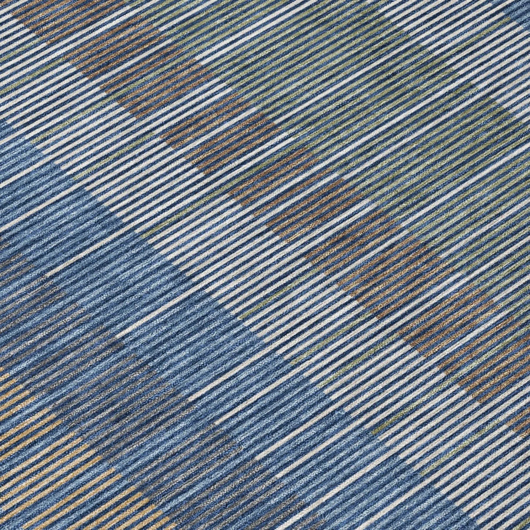 10' X 14' Navy Blue And Blue Striped Washable Indoor Outdoor Area Rug Homeroots Outdoor