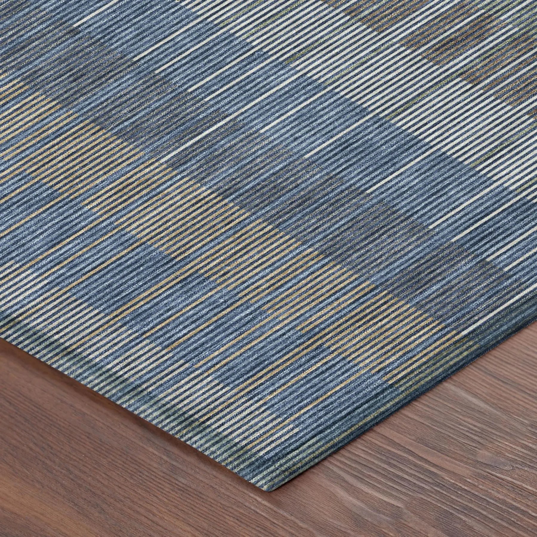 10' X 14' Navy Blue And Blue Striped Washable Indoor Outdoor Area Rug Homeroots Outdoor