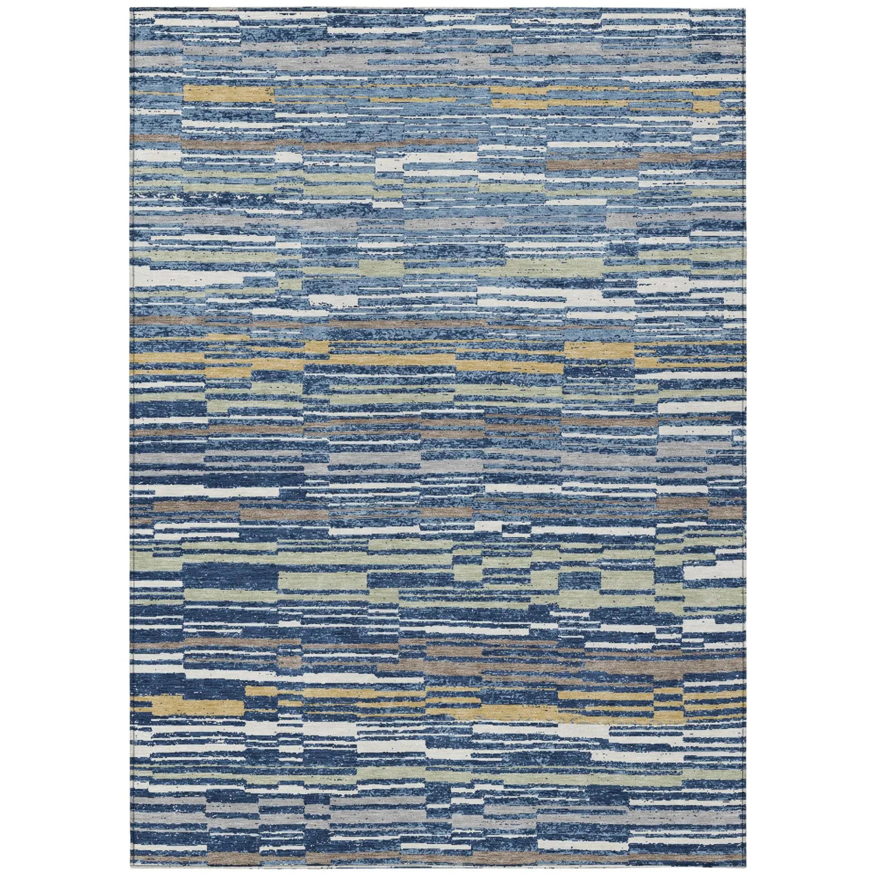 10' X 14' Navy Blue And Blue Striped Washable Indoor Outdoor Area Rug Homeroots Outdoor