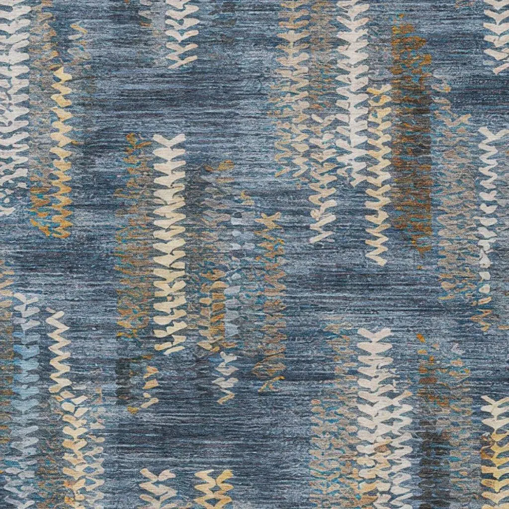 10' X 14' Navy Blue And Blue Striped Washable Indoor Outdoor Area Rug Homeroots Outdoor