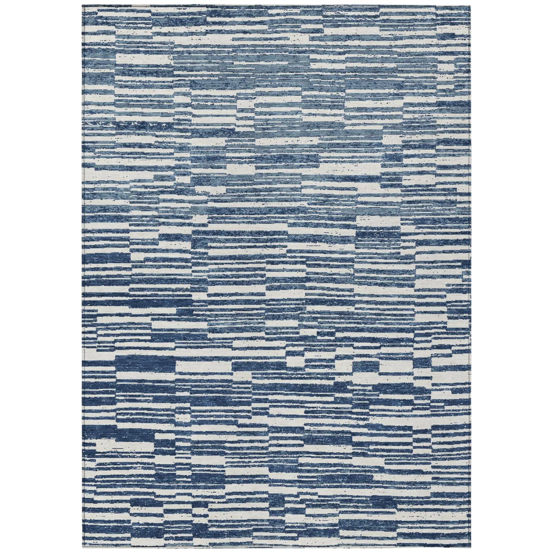 10' X 14' Navy Blue And Blue Striped Washable Indoor Outdoor Area Rug Homeroots Outdoor