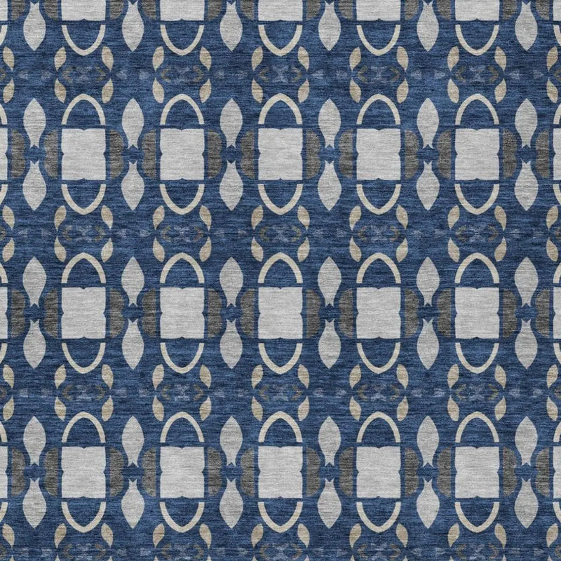 10' X 14' Navy Blue And Blue Striped Washable Indoor Outdoor Area Rug Homeroots Outdoor