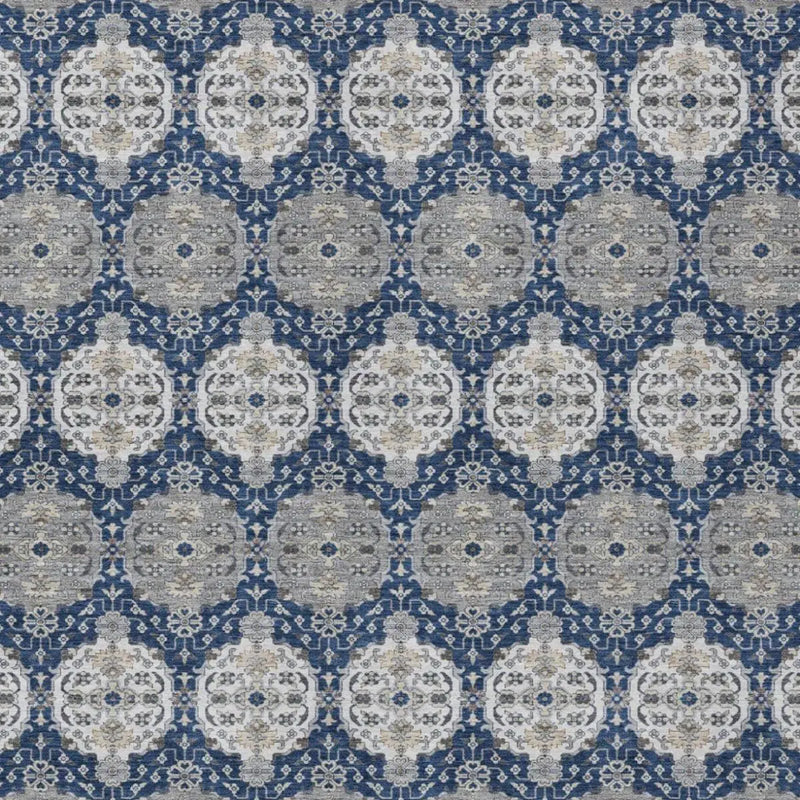 10' X 14' Navy Blue And Blue Striped Washable Indoor Outdoor Area Rug Homeroots Outdoor