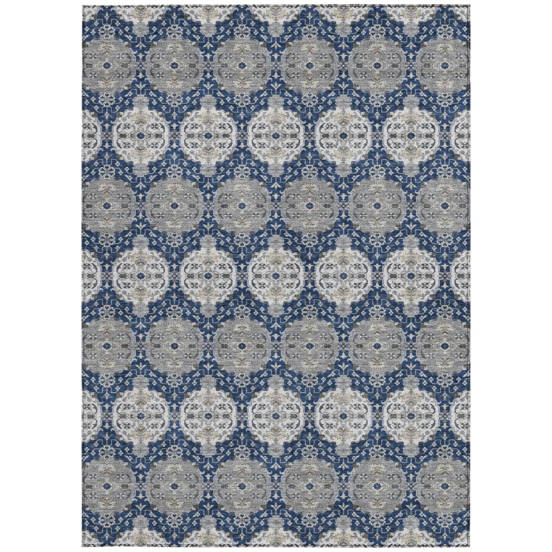 10' X 14' Navy Blue And Blue Striped Washable Indoor Outdoor Area Rug Homeroots Outdoor