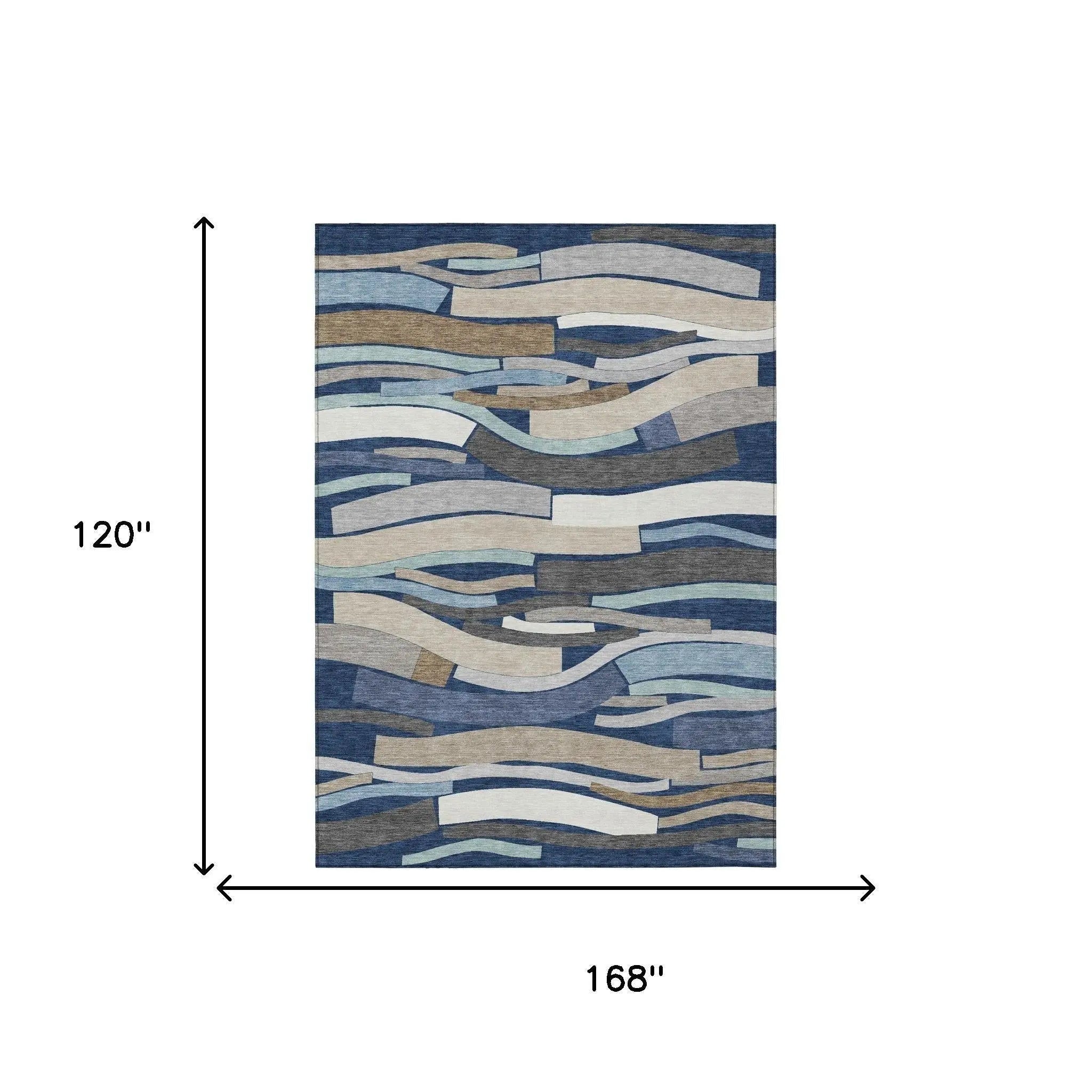 10' X 14' Navy Blue And Blue Striped Washable Indoor Outdoor Area Rug Homeroots Outdoor
