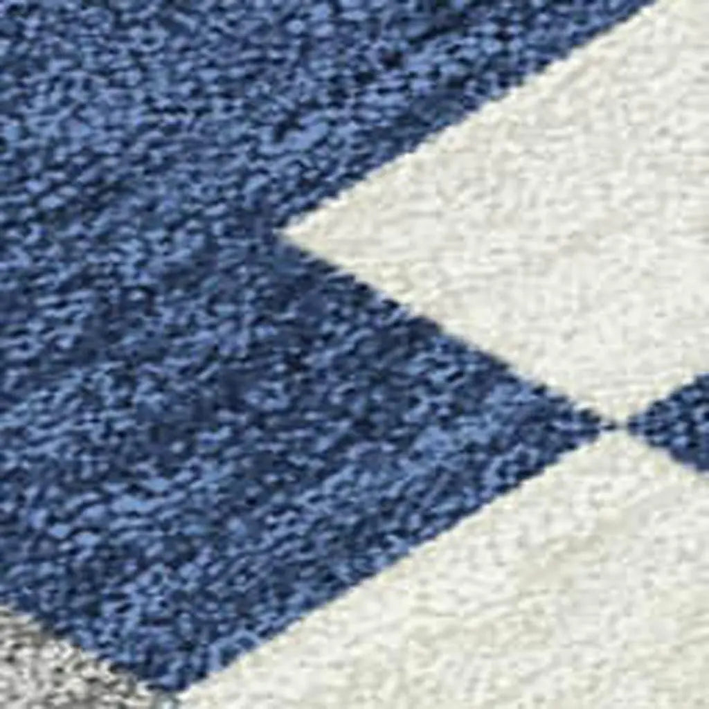 10' X 14' Navy Blue And Brown Patchwork Washable Indoor Outdoor Area Rug Homeroots Outdoor