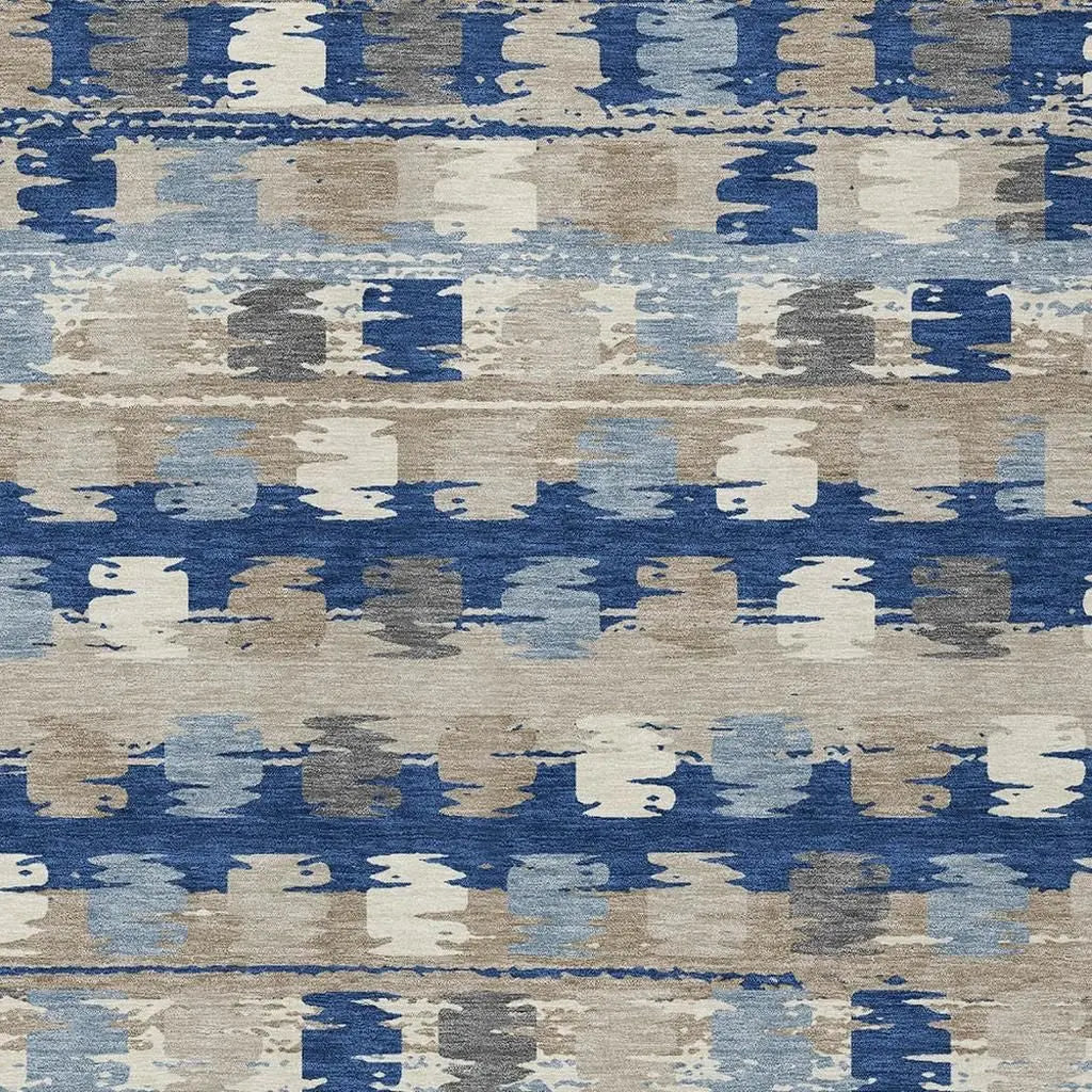 10' X 14' Navy Blue And Charcoal Abstract Washable Indoor Outdoor Area Rug Homeroots Outdoor