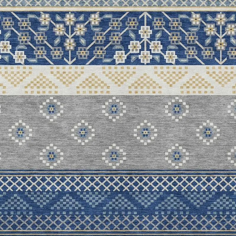 10' X 14' Navy Blue And Copper Striped Washable Indoor Outdoor Area Rug Homeroots Outdoor