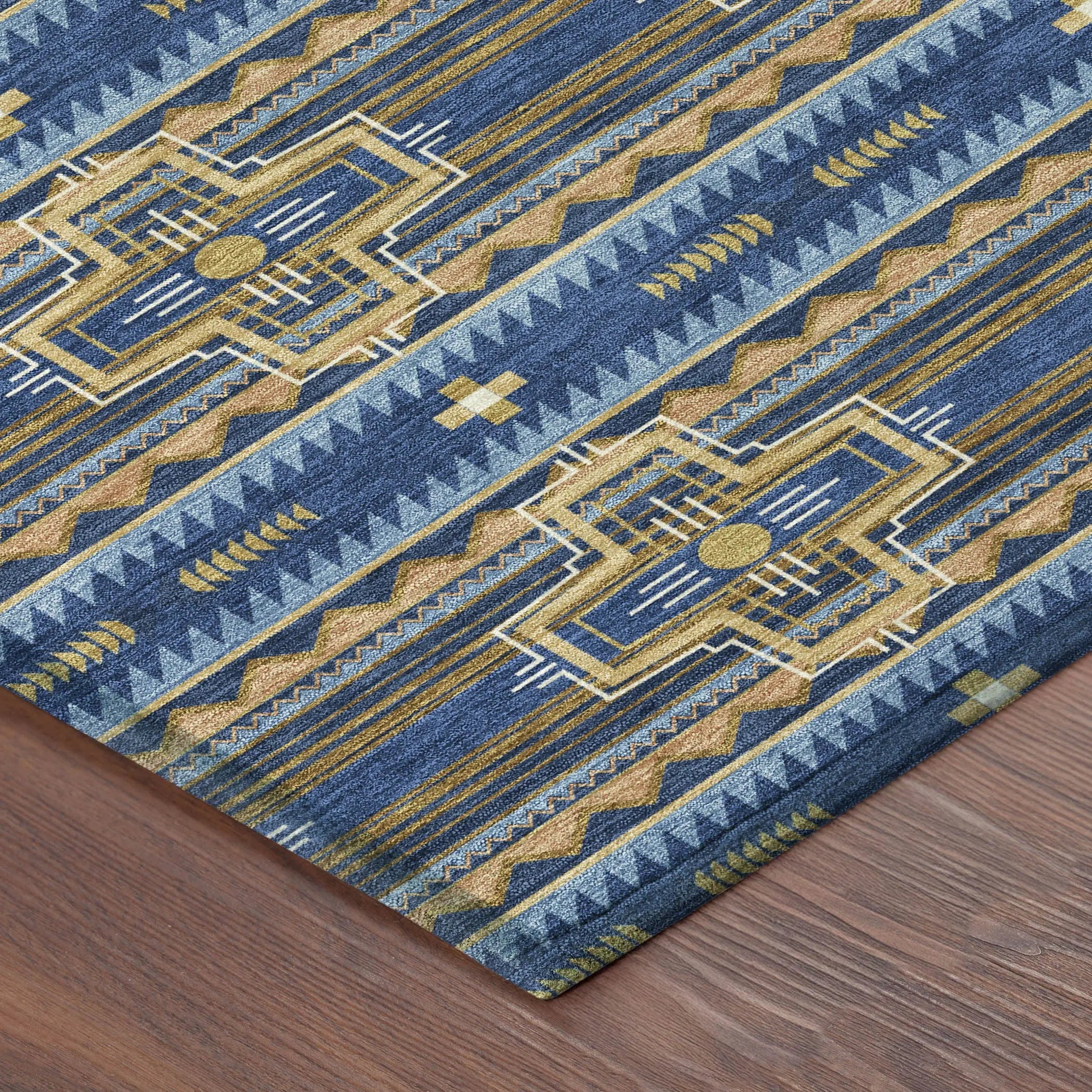 10' X 14' Navy Blue And Coral Tribal Washable Indoor Outdoor Area Rug Homeroots Outdoor