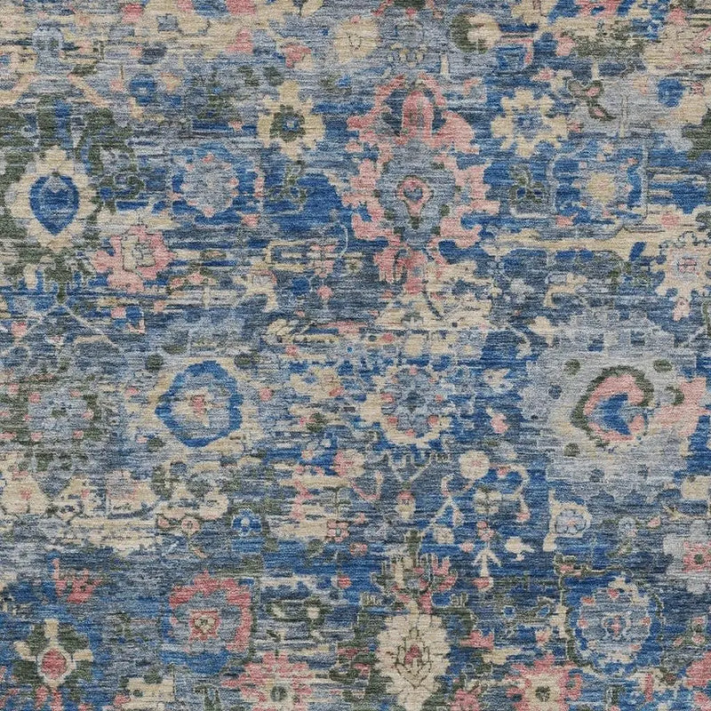 10' X 14' Navy Blue And Denim Blue Floral Washable Indoor Outdoor Area Rug Homeroots Outdoor