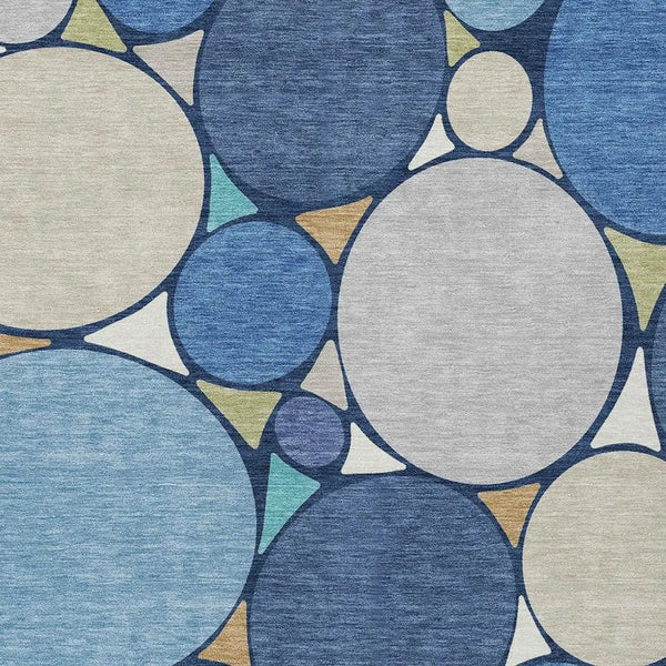 10' X 14' Navy Blue And Denim Blue Geometric Washable Indoor Outdoor Area Rug Homeroots Outdoor
