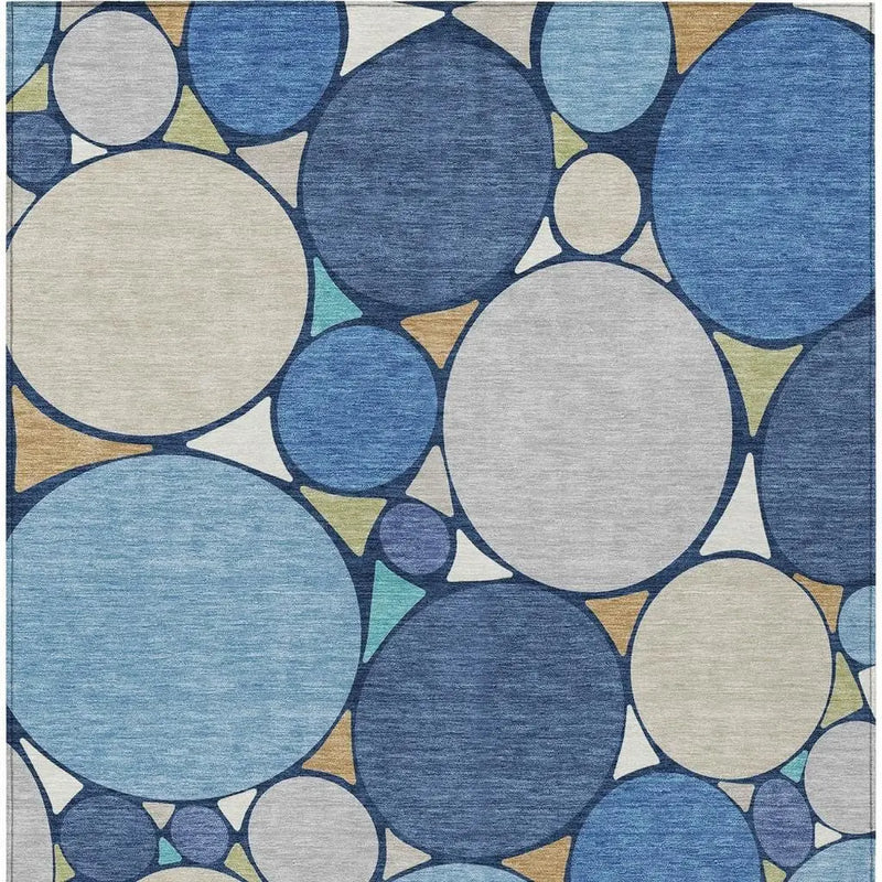 10' X 14' Navy Blue And Denim Blue Geometric Washable Indoor Outdoor Area Rug Homeroots Outdoor